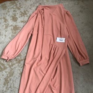 Vintage style pink mock neck dress